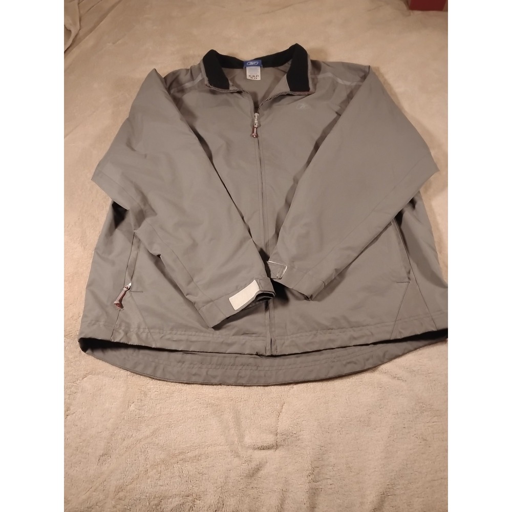 Reebok Mens XL Gray Full Zip Windbreaker Jacket Athletic Track Warm Up Y2K